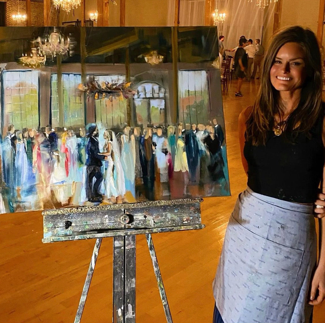 Katie Jacobson with Live Wedding Painting in a Ballroom