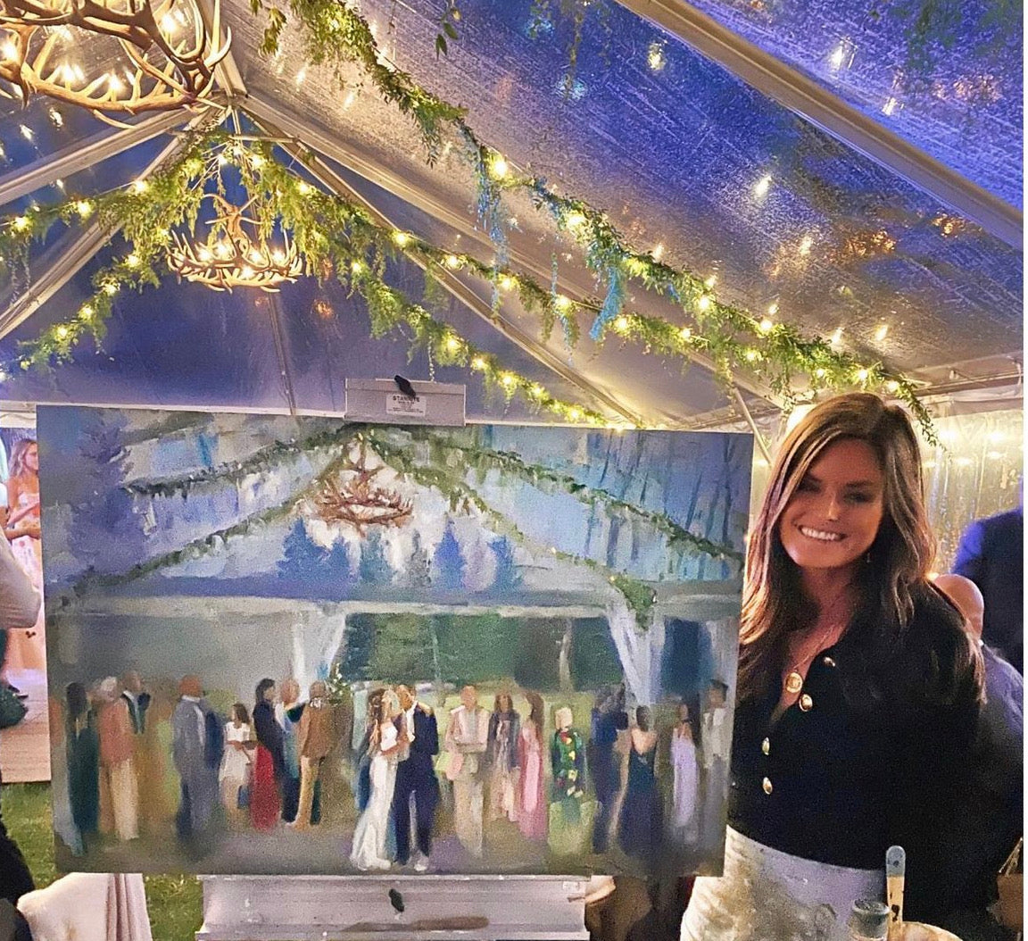 Katie Jacobson with Live Wedding Painting in a Ballroom