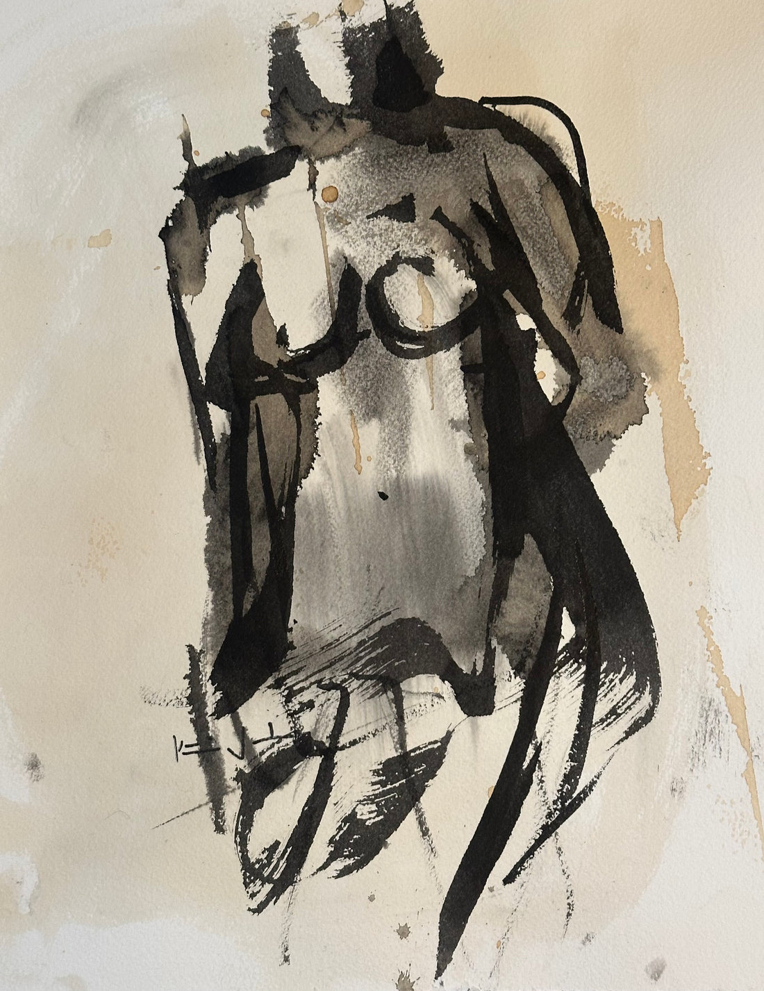 Coffee and ink - gestural figure