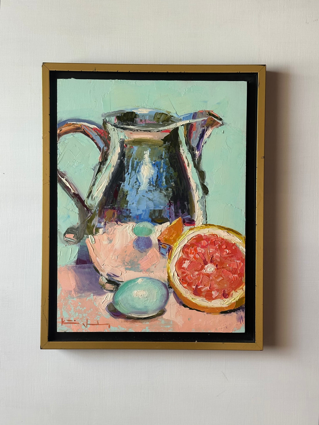 Blue Egg and Grapefruit Reflection (framed)
