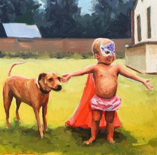 Katie Jacobson Art Child with Dog Painting