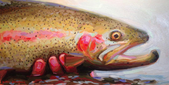 Katie Jacobson Art Painting of a Fish in Hands