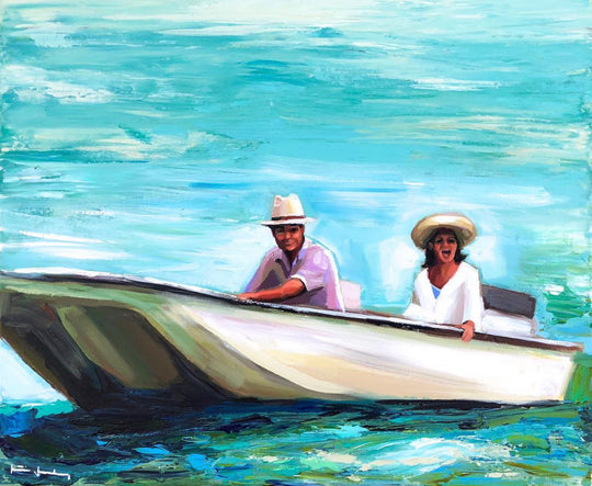 Katie Jacobson Art Man and Woman in a Boat Painting