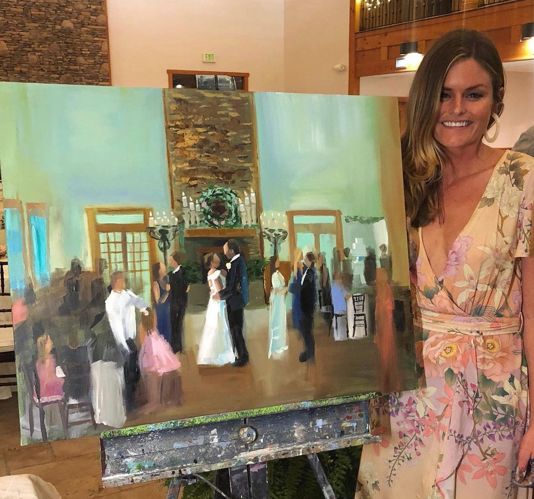 Katie Jacobson with Live Wedding Painting in a Ballroom