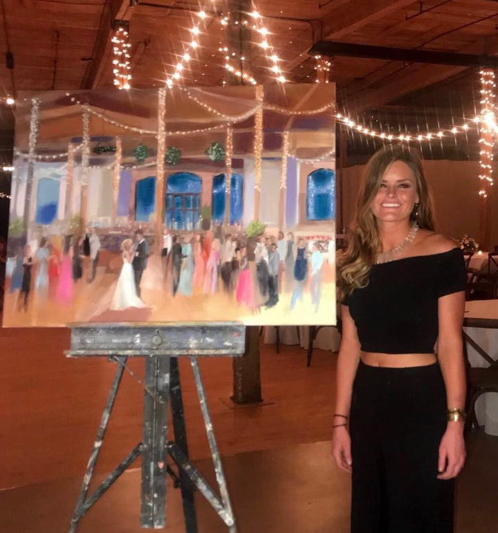 Katie Jacobson with Live Wedding Painting in a Ballroom